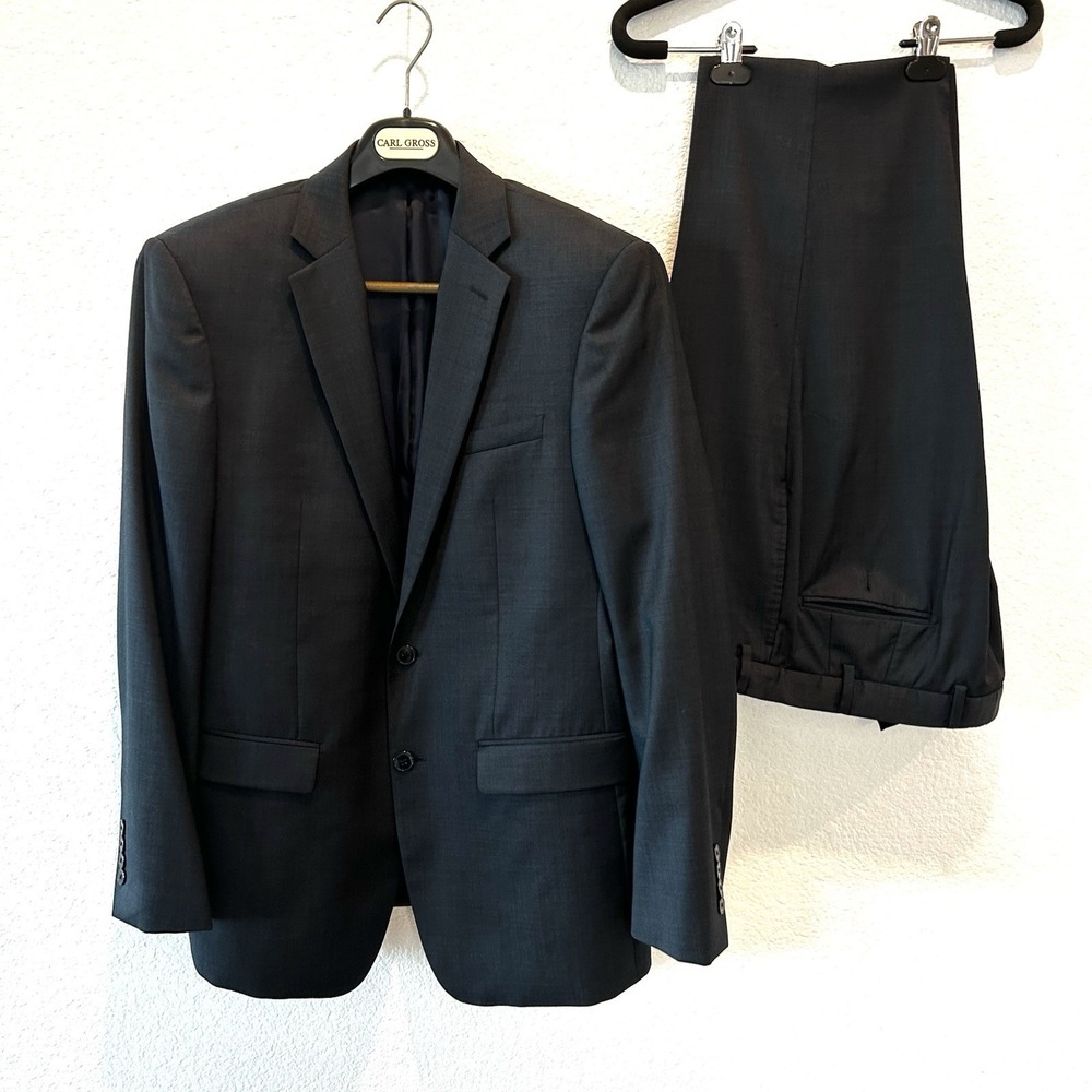 Calvin Klein Mens X Slim fit 2-pc Suit Jacket Blazer 42R Pants 34x32 Grey Wool